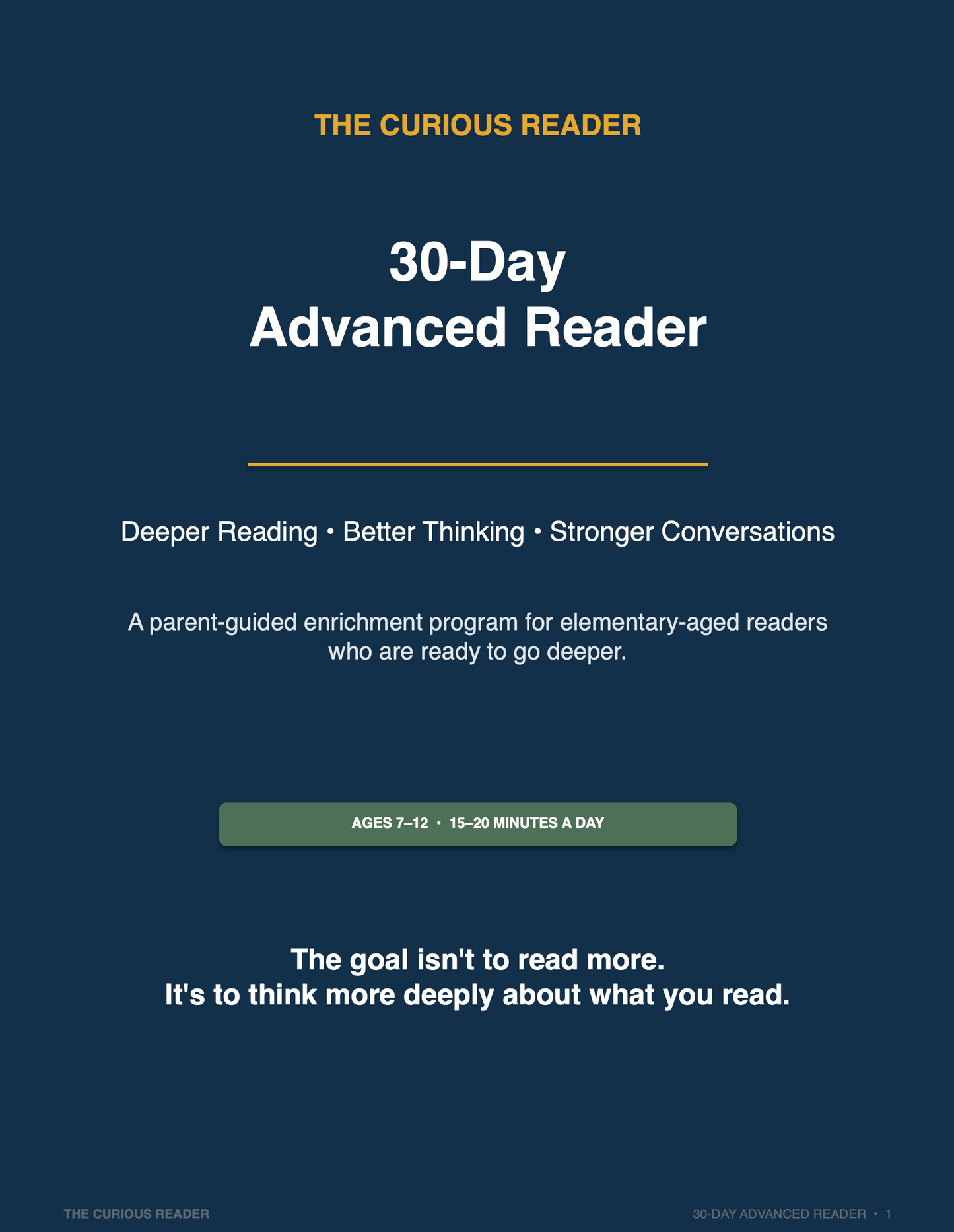 30-Day Advanced Reader Program